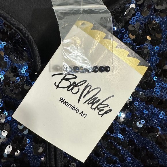 NEW Bob Mackie Wearable Art 3X jacket, blue sequin front, evening, sparkle - Picture 5 of 12